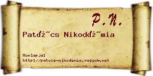 Patócs Nikodémia névjegykártya