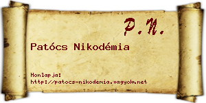 Patócs Nikodémia névjegykártya